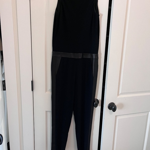 Rag and Bone Leather trimmed Tuxedo Jumpsuit size 00 - Picture 2 of 3